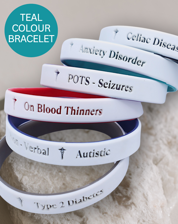 Personalised Medical Alert Bracelet (Teal)